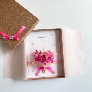 Luxury Handmade Personalised Birthday Card, 3D Dried Flower Birthday Card, Flower Bouquet Birthday Card  C075