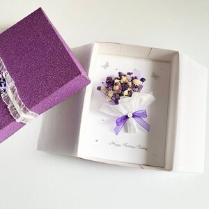 Luxe handgemaakte gepersonaliseerde verjaardagskaart, 3D-verjaardagskaart met gedroogde bloemen, verjaardagskaart bloemboeket C083