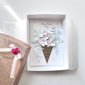 Luxus personalisierte handgemachte Geburtstagskarte, 3D Blumen Geburtstagskarte C632