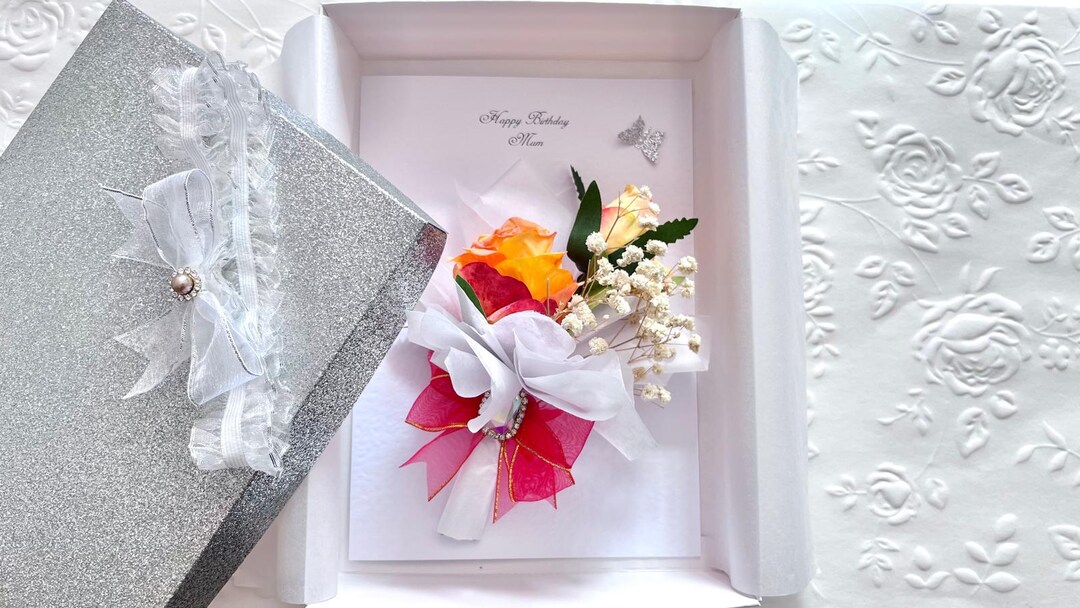 Handmade Personalised Floral Birthday Card With Gift Box - Etsy