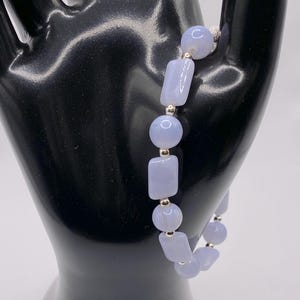 Light Blue Lace Agate Gemstone Bracelet - NA-831B - beaded blue lace agate bracelet, handmade jewelry gift, blue natural gemstone jewelry