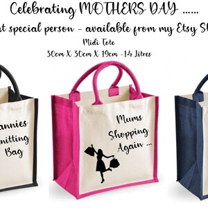 Personalised Shopping Bag, Crafting Bag, Customised Tote Bag, Mothers Day Gift, Present for Granny, Celebrate Mothers Day, Reusable Shopper image 8