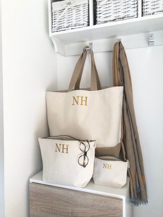 Personalised Large Tote Bag, Custom Beach Bag, Zipped Travel Tote,  Holiday Bag, Shopping Bag, Personalized Weekend Bag, Valentines Gift