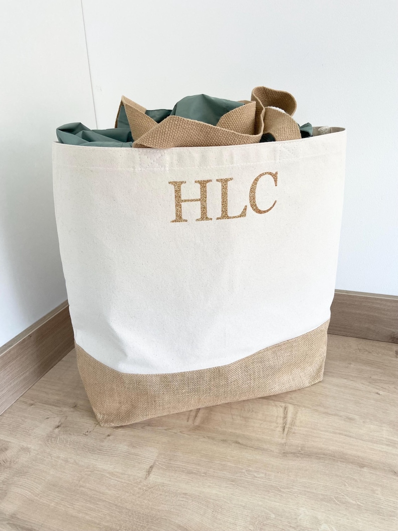 Personalised Large Tote Bag, Custom Beach Bag, Zipped Travel Tote, Holiday Bag, Shopping Bag, Personalized Weekend Bag, Summer Holiday Bag Bild 3