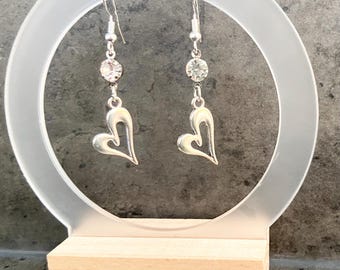 Earrings, Heart Earrings, 925 Sterling Silver Hypoallergenic back, Boho Dangle Earrings, Drop Earrings, Dress Jewellery
