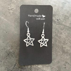 925 Sterling Silver Star Dangle Earrings, Hypoallergenic Hook Back, Valentines Jewellery