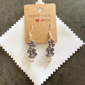Earrings, Dangle Drop Daisy Flower Earrings, 925 Sterling Silver/Gold Hypoallergenic back,  Gift, Present for her
