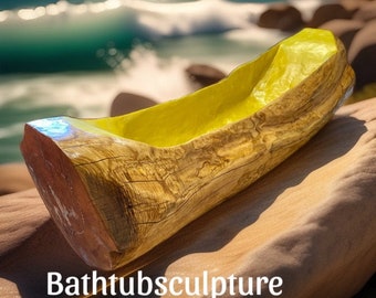 Badewanne aus Holz freistehend