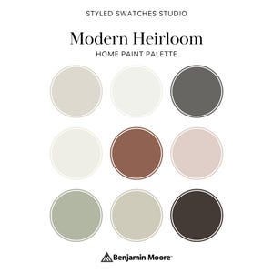 Benjamin Moore Modern Heirloom Paint Color Palette | Neutral Home Paint Guide | Printable PDF 2025