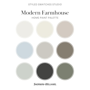 Sherwin Williams Modern Farmhouse Paint Color Palette | Neutral Home Paint Guide | Printable PDF 2025