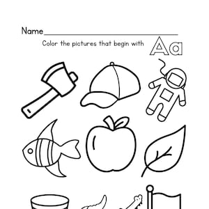 Beginning Sounds Worksheets 26 Letters Color The Pictures