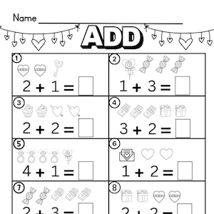 Valentine&#39;s Day Addition Math Worksheets Multiple