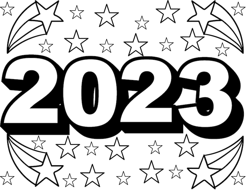 Happy New Year 2023 Coloring Sheet Etsy