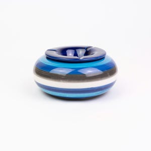 OFFERT - Ashtray Nazar - White Blue Ceramic Storage Tank, Vessel - Housewarming Modern Gift - Multifunctional Home Decor Piece NAZAR