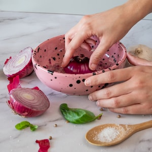 Deep Grater Plate -Ginger grater plate, ceramic garlic plate, modern galaxy design plate, original ceramic for gifts, kitchen - Pink COSMICA