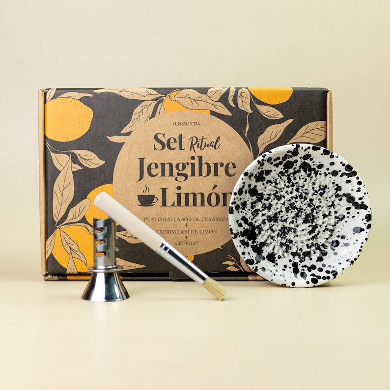 Handcrafted Ceramic Ginger Grater & Lemon Squeezer Set Eco-Friendly, Wellness Tea Experience for Valentine's Day-Grater plate ginger lemon GALAXIA