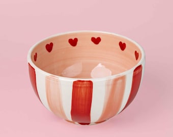 Bol de cerámica, para desayuno y postre, bol para sopa, cerámica pintada a mano, decoración de cocina mediterránea - Sweetheart