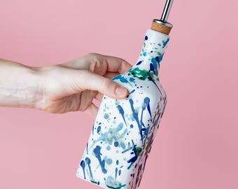 Handcrafted Ceramic Oil Dispenser - Oceanic Kitchen Decor 475ml - Coral