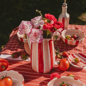 Pichet artisanal espagnol en céramique - Vase rouge et rose vifs - Sweetheart