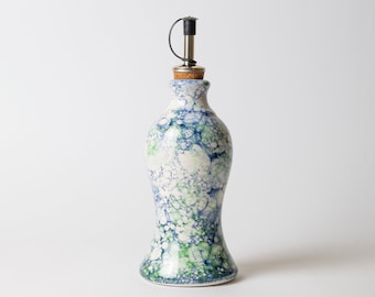 Blue Reef 300ml -Inspired Ceramic Oil Dispenser - Oceanic Aesthetics for Kitchen Decor - Artistic and Functional Oil Cruet. Vantine's day