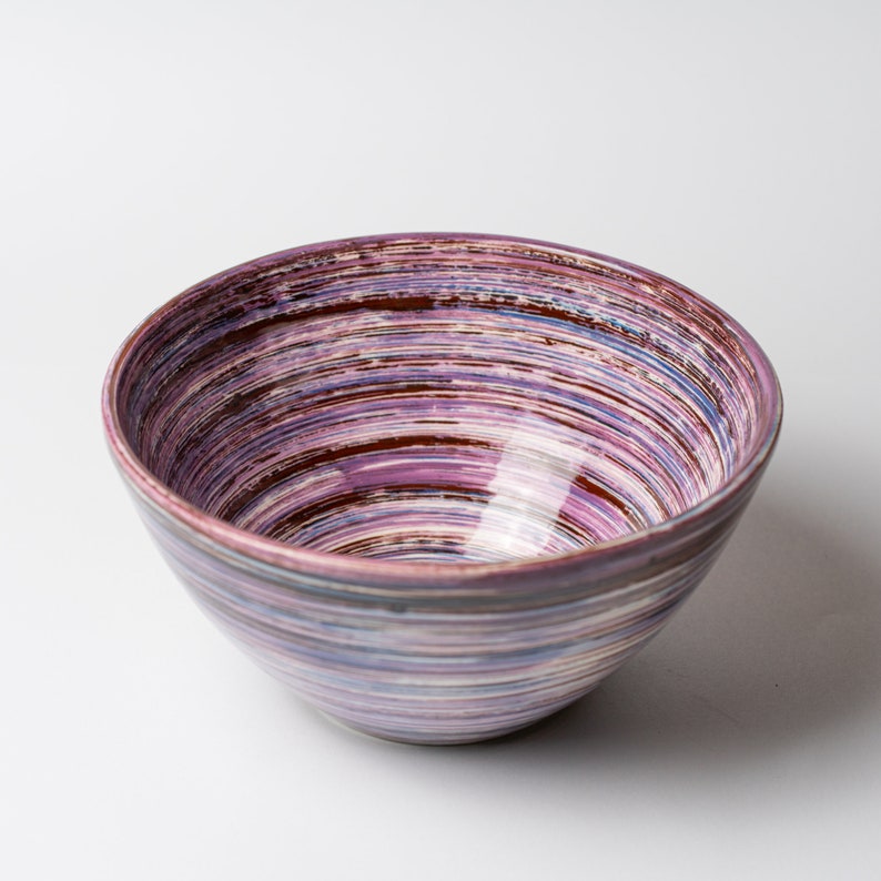 Large Ceramic Bowl Handmade Purple Kitchen Decor 21 CM / LAVANDA image 4