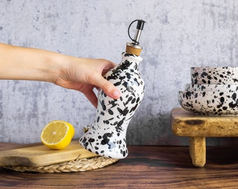 Olive Oil Bottle - Black and White - Handmade Ceramic - Modern decor - Kitchen Decor - Olive Dispenser - Unique Gift / GALAXY