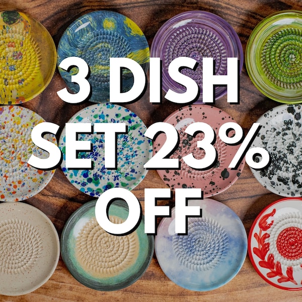 Artisan Reibe Teller Set - 23% SALE! Handgefertigte Keramik-Reibschalen, 3-teilige Küchenutensilien, einzigartige Geschenkidee, rustikale Wohnkultur