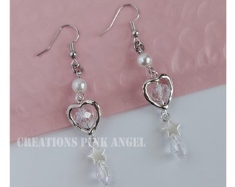 Heart and Star Dangle Earrings