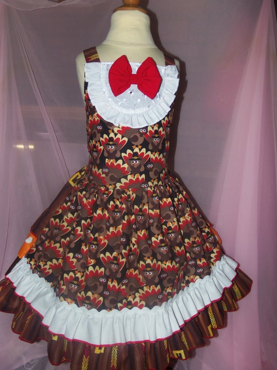 Turkey Thanksgiving Day Dress and Vest 2 Pc Set Rare Vintage