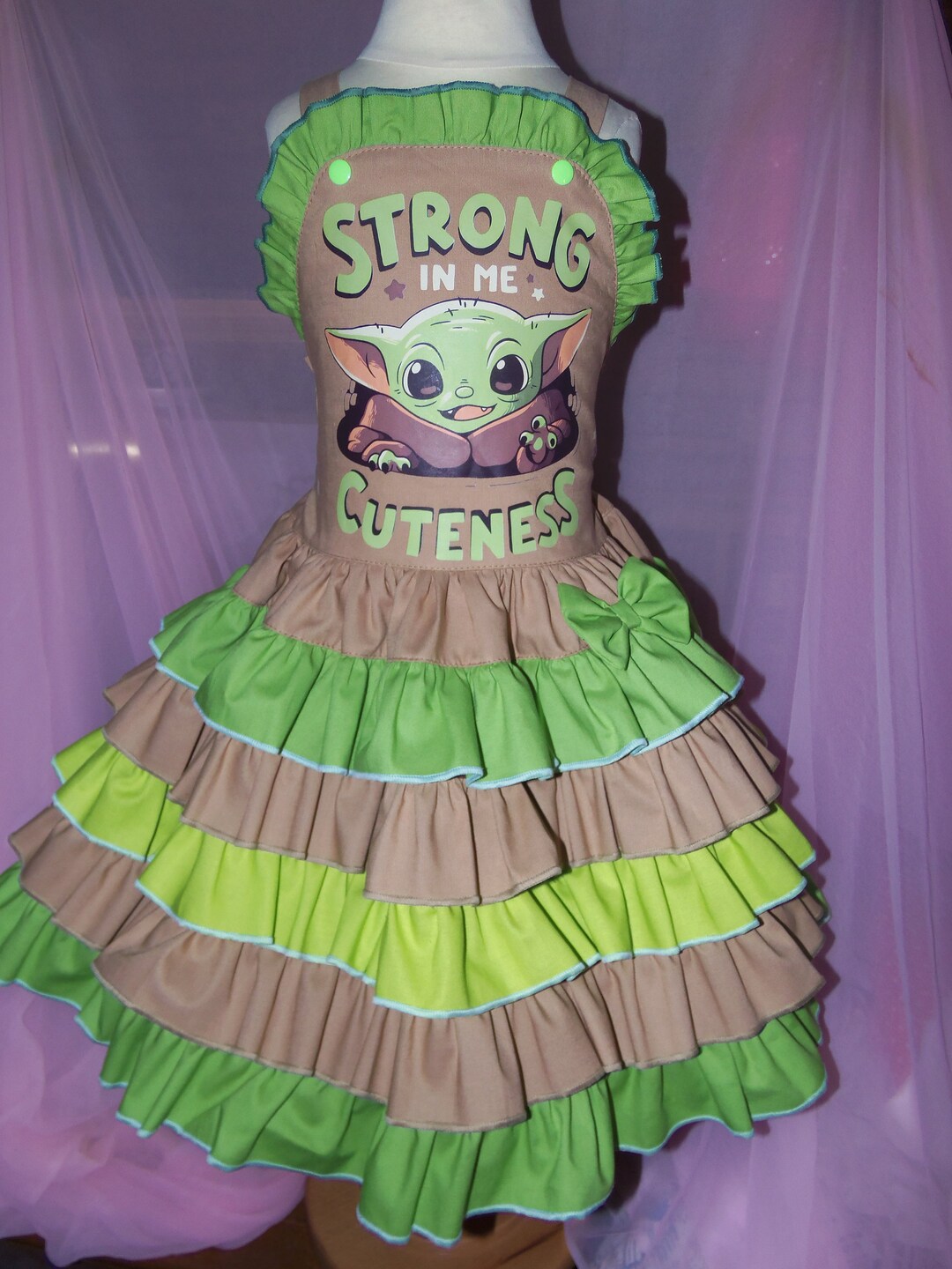 Baby Yoda Dress, Star Wars Party, Cosplay, Yoda Inspired Twirl Dress
