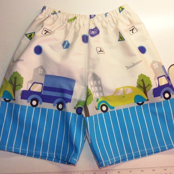 Cars,Street,Bike,plain  smash cake birthday , Vintage linin fabric   Boys shorts size 4t/5t