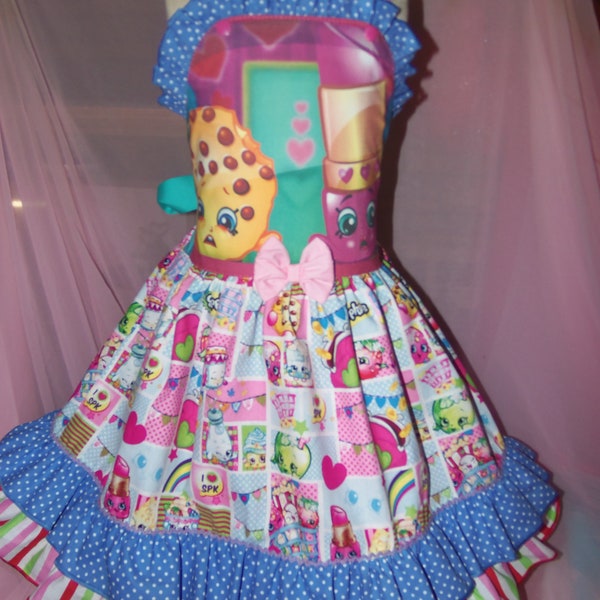 Shopkins  Lipstic and Cookies   Vintage RARE fabric  Girl's Dress Size 5t