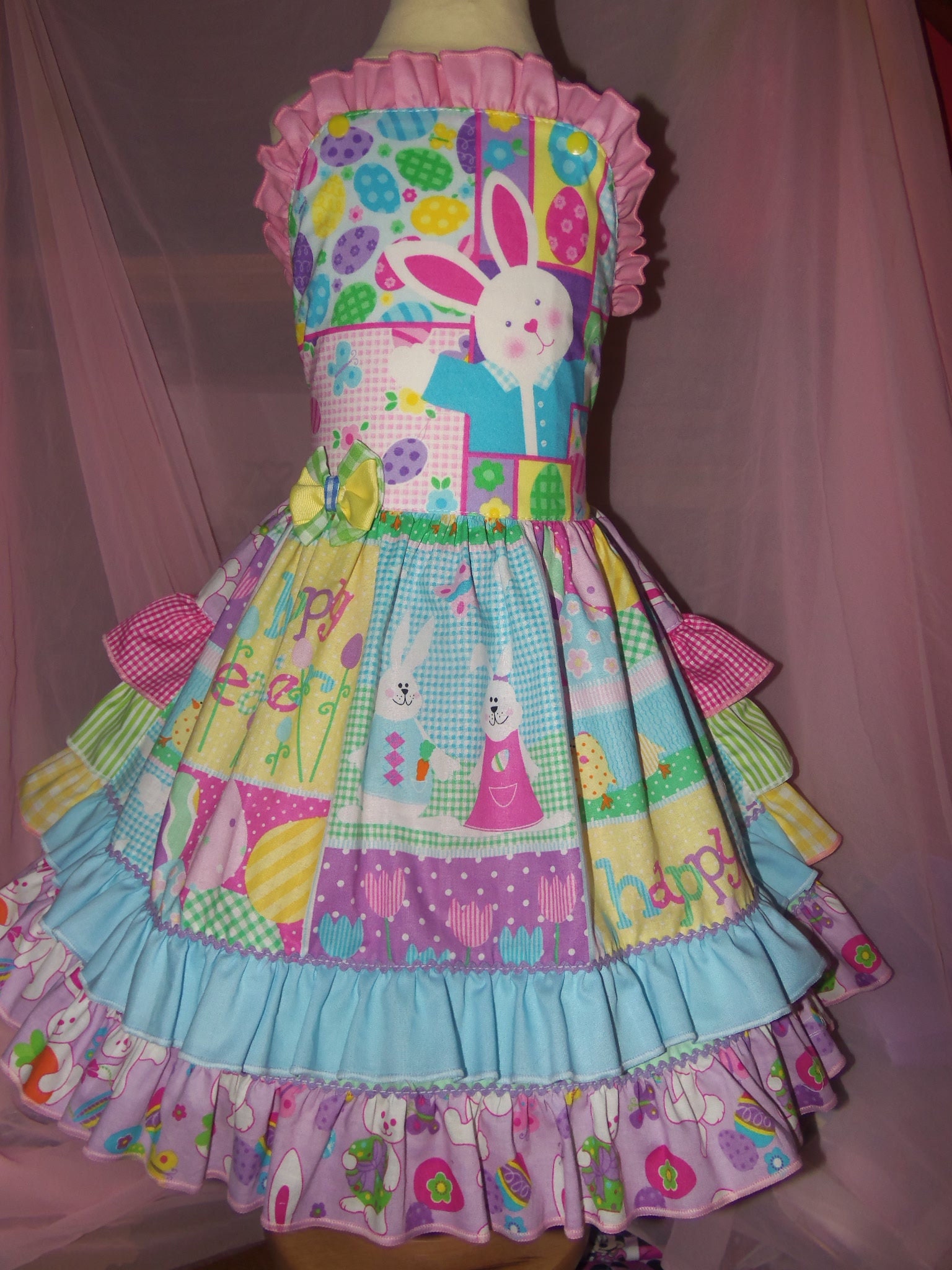 Girl's Easter Baby Bunny Butterfly Flowers Dress Size 6