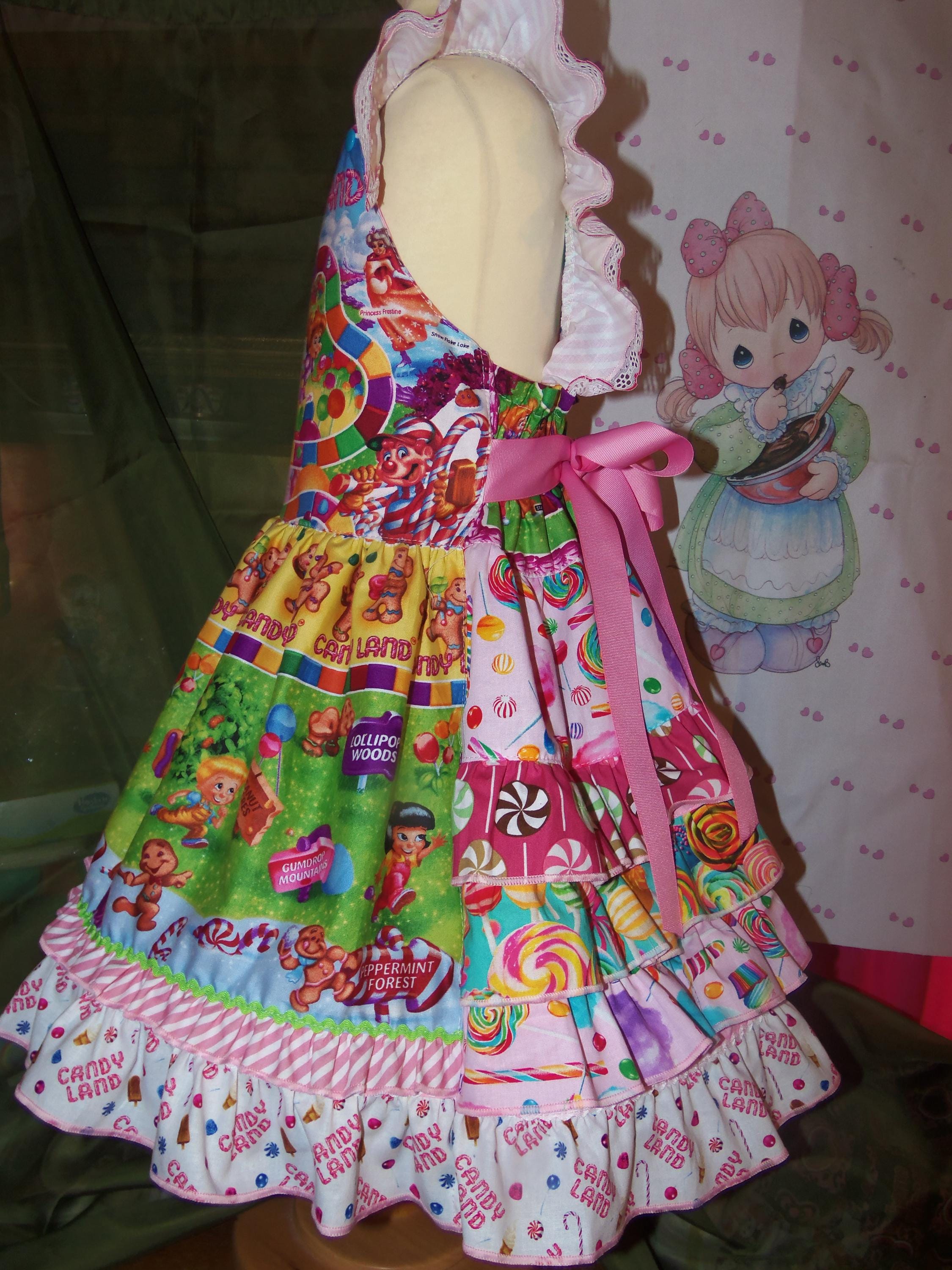 Candyland Game Board RARE vintage fabric Dress -  Size 6