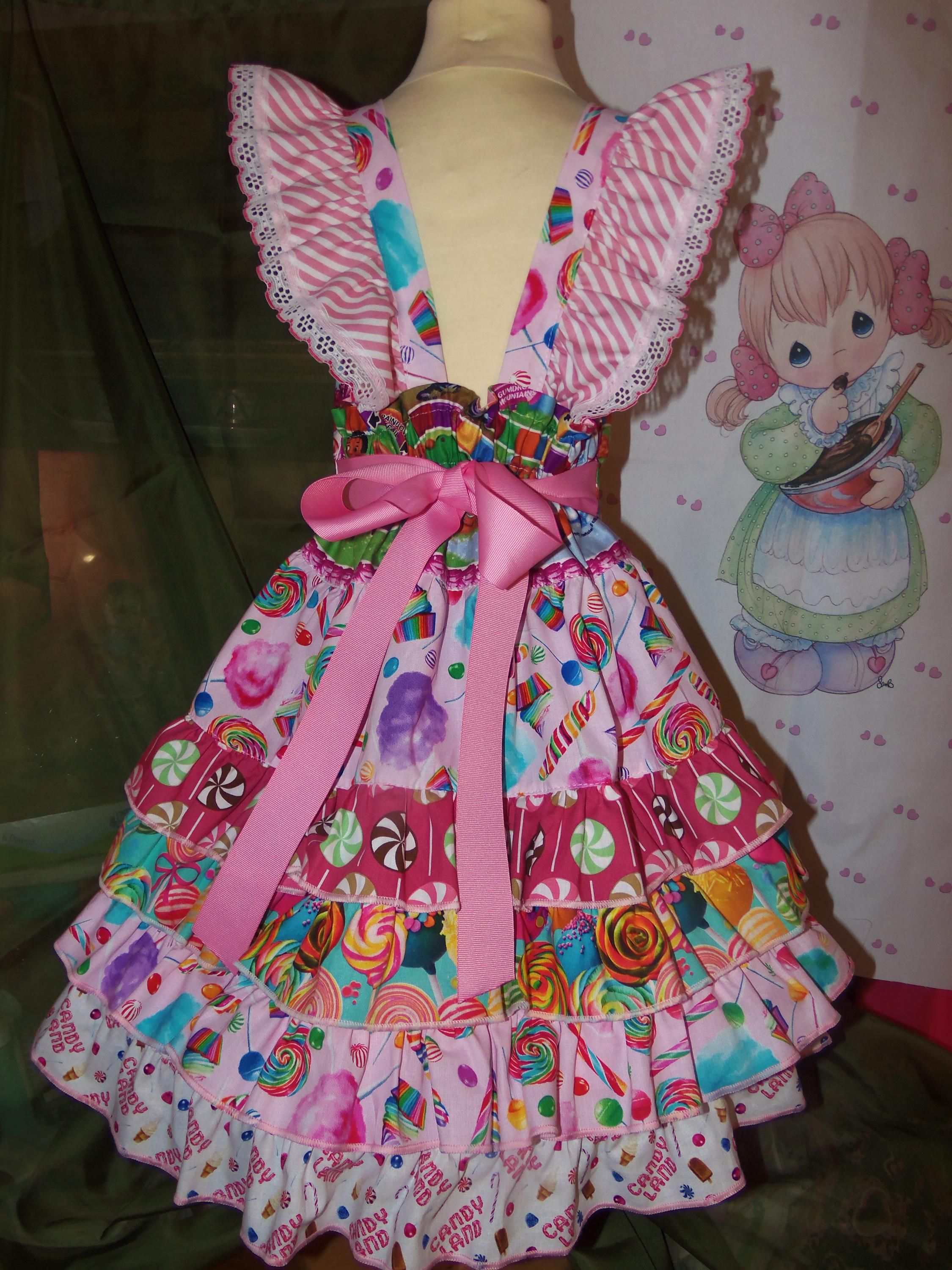 Candyland Game Board RARE vintage fabric Dress -  Size 6