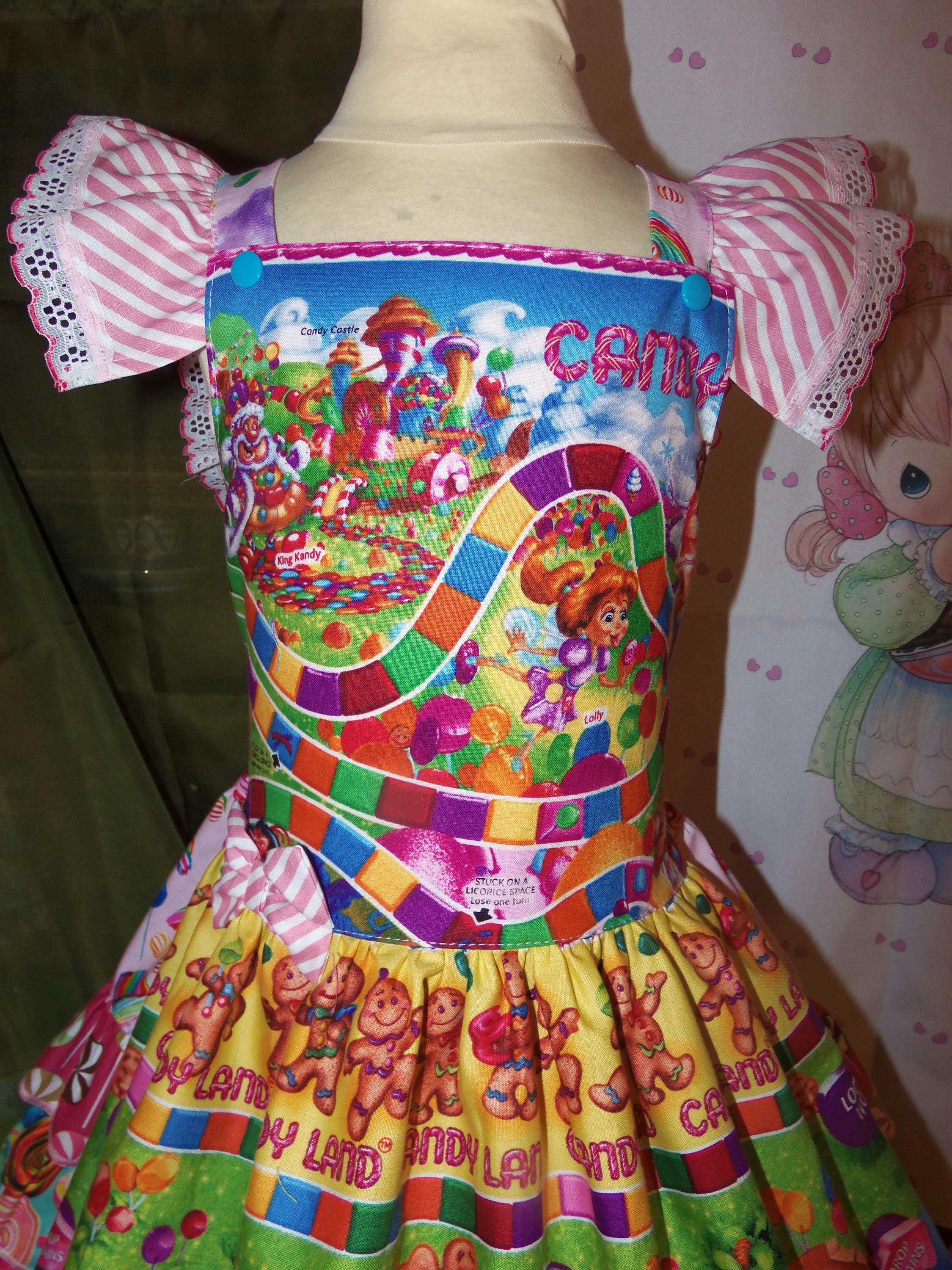 Candyland Game Board RARE vintage fabric Dress -  Size 6