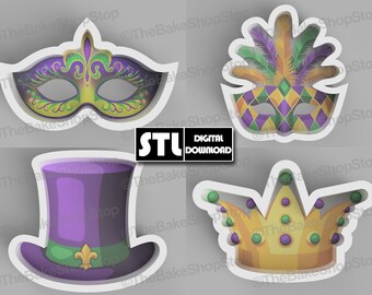 Mardi Gras Cookie Cutter Set - STL Download