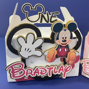 Mickey Mouse treat box, Mickey one party decorations, Mickey mouse favor box, Minnie birthday Party, Clubhouse Party, Mickey partydecor