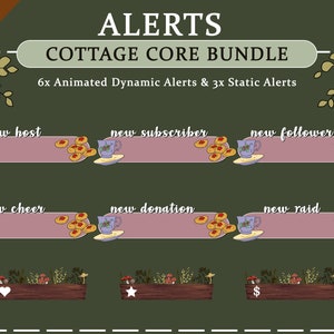 Animierte Cottage Core-Alerts | Twitch | Youtube | Facebook Gaming | Bach | Cottagecore | Pilz | Pflanzen | Grün | Süß