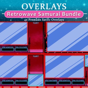 Animated Retrowave Samurai Ingame & Just Chatting Overlay | Twitch | Youtube | Facebook | Stream | Scenes | Retro | Neon
