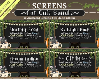 Animated Screens Cat Cafe | Twitch | Screens | Youtube | Stream | Cozy | Cats | Café | Coffee | Aesthetic