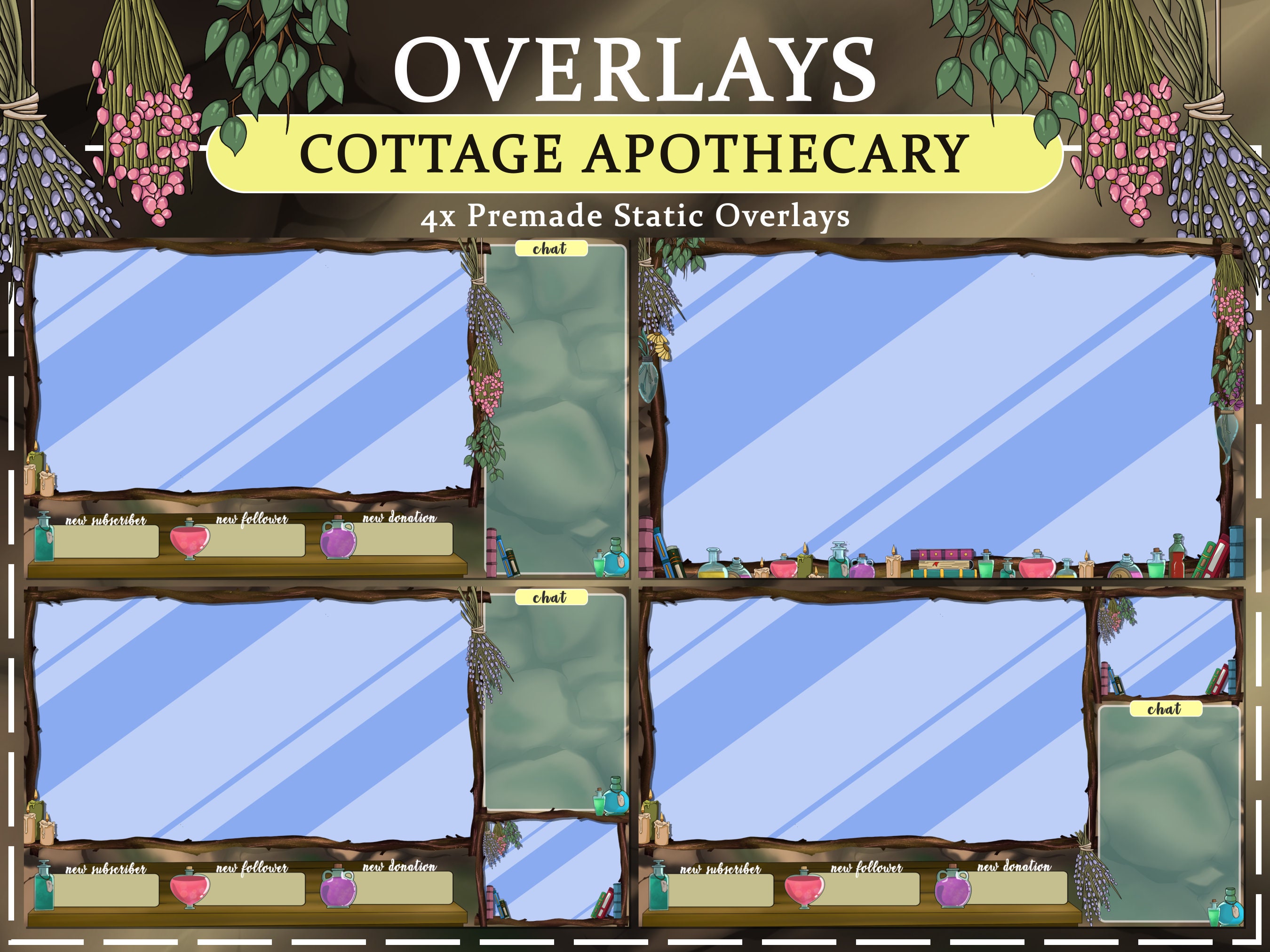 Cottage Core Ingame & Just Chatting Overlay Twitch  