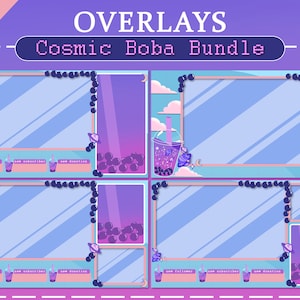 Animated Cosmic Boba Twitch Aesthetic | Overlay | Twitch |Stream | Boba | Bubble Tea | Retro | Ingame & Just Chatting | Youtube | Facebook