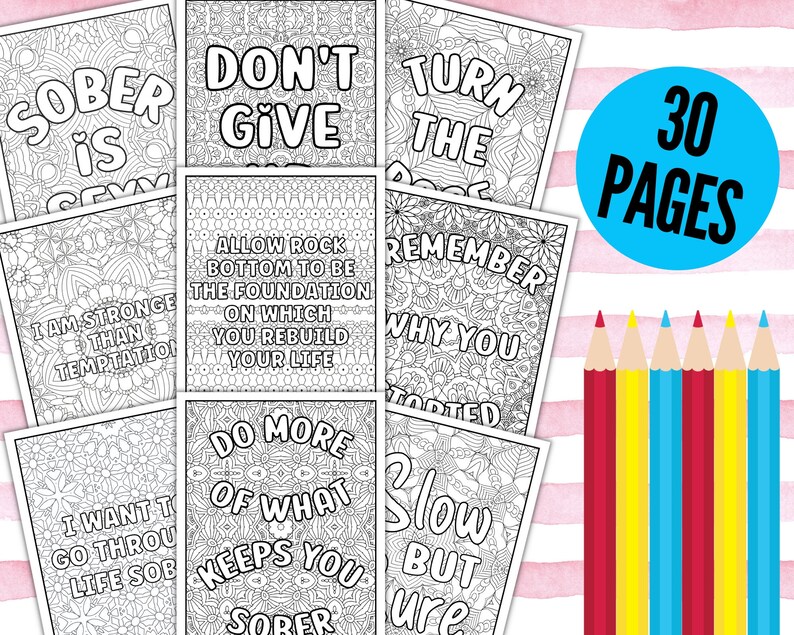 Sobriety Coloring Pages 30 Printable Sobriety Coloring Pages - Etsy