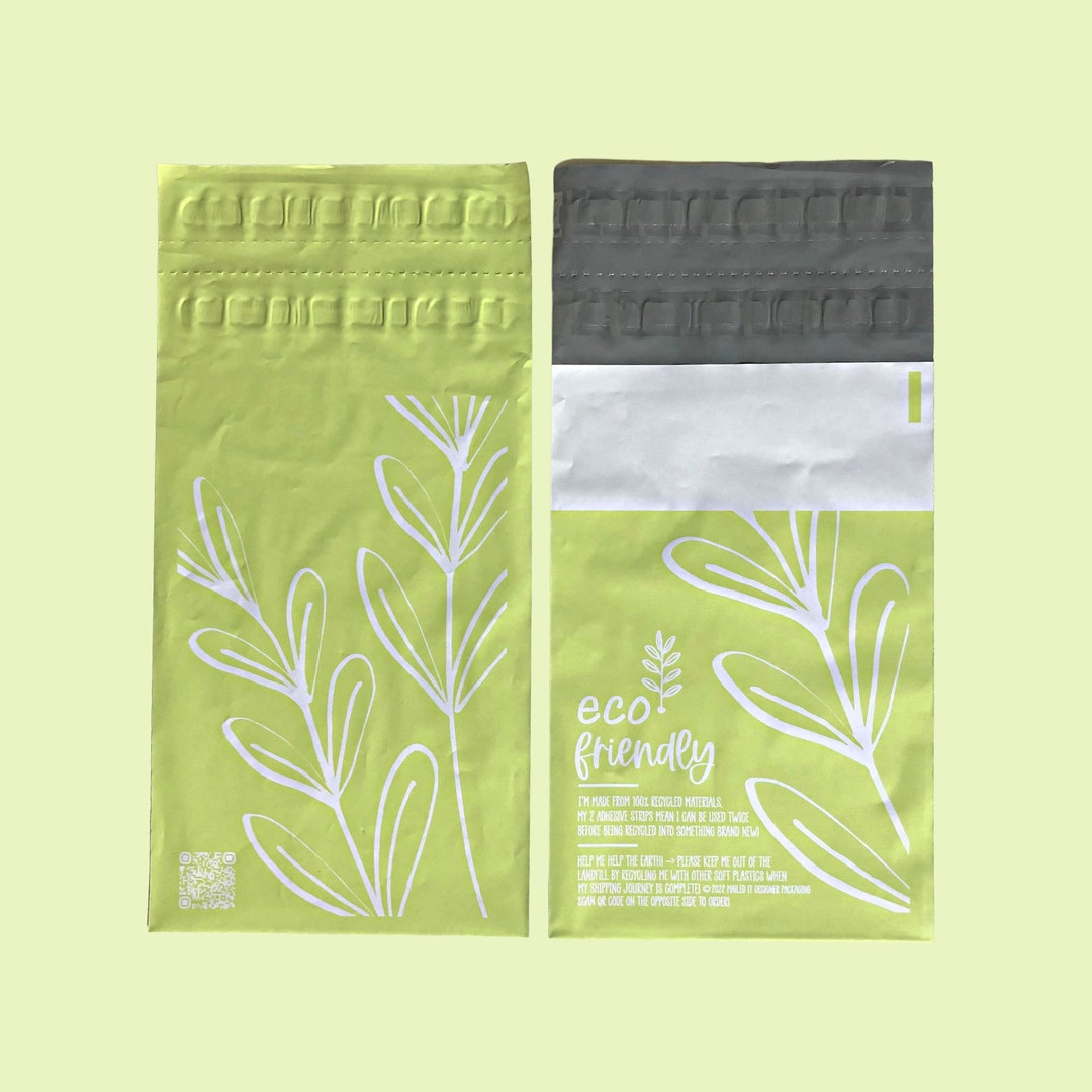 Eco Friendly 6x9 100 Recycled Mailers, Reusable Double Adhesive Strips