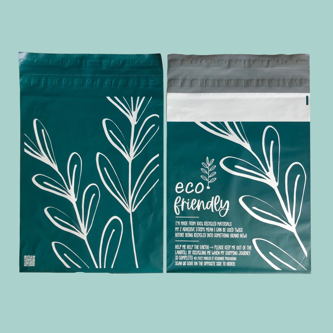 Eco Friendly 12x15 100 Recycled Mailers, Reusable Double Adhesive