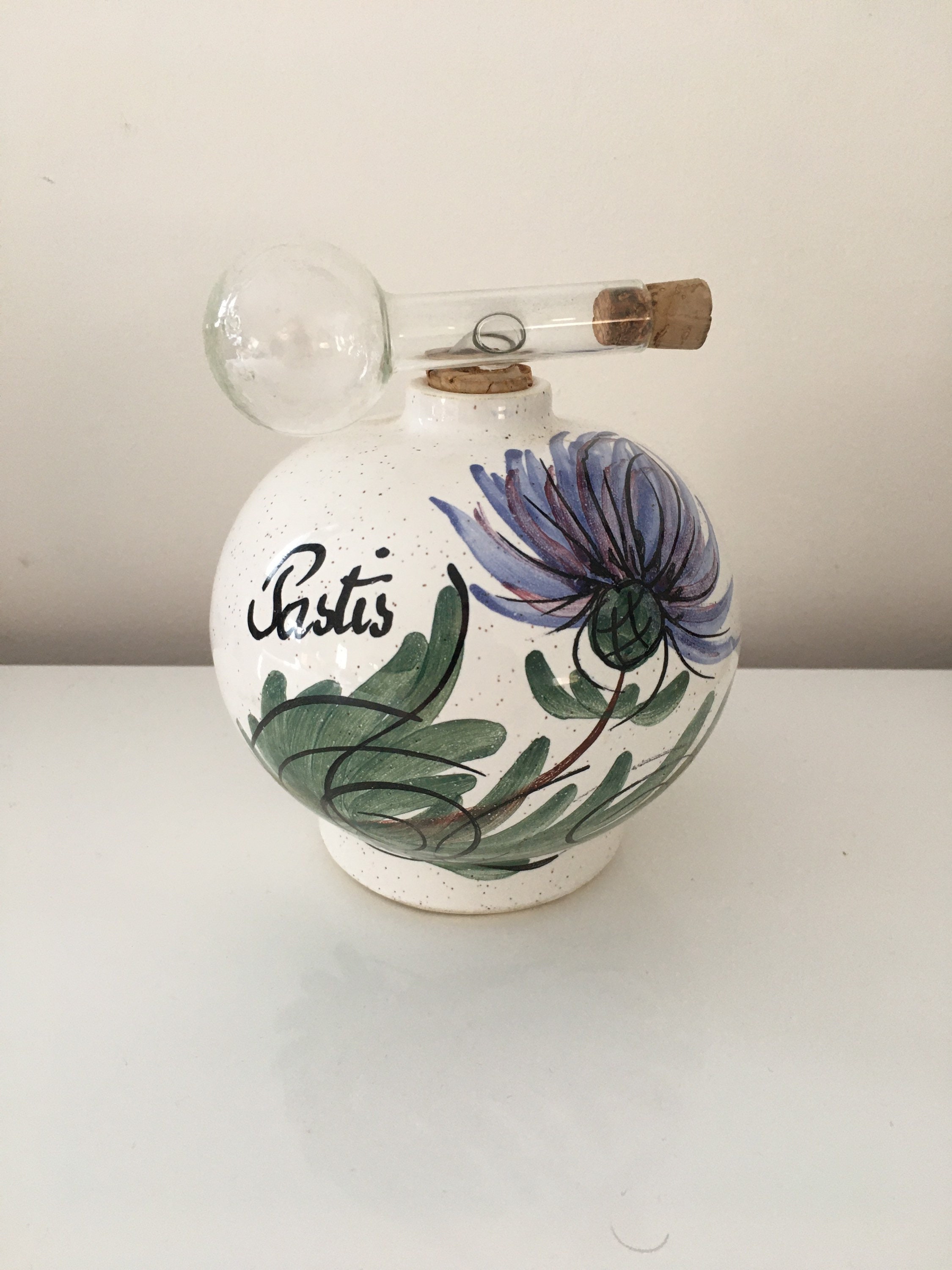 Cruche à Pastis Céramique Artisanale en avec Bouchon Doseur Verre Vintage