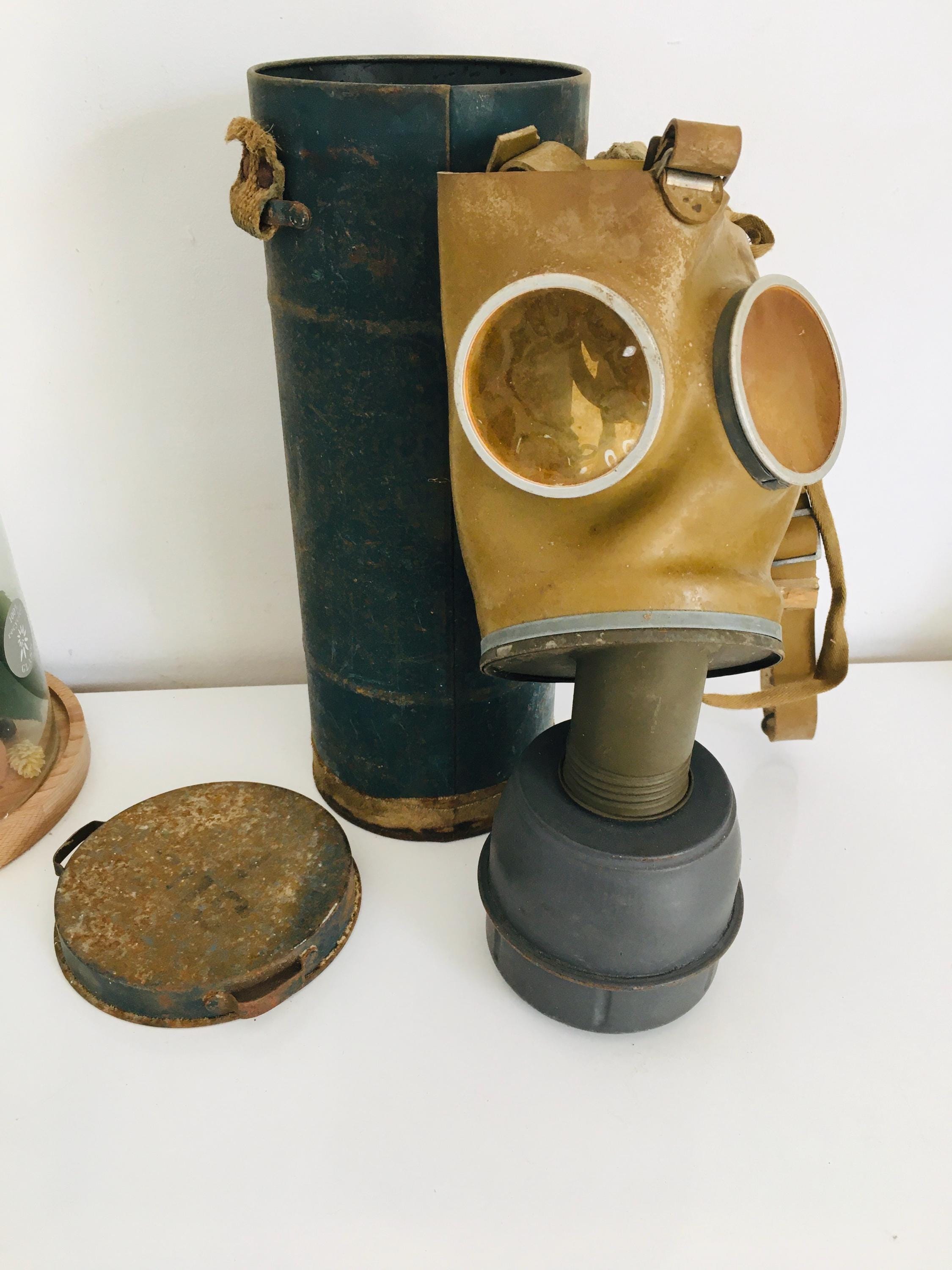 Antique Salvator gas mask ww2 France in its vintage tube
