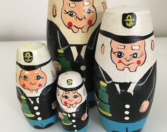 Old Russian doll Sailor Vintage 13cm