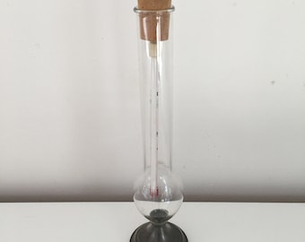 Old wine thermometer Verrerie GPf on tinplate base 27 cm
